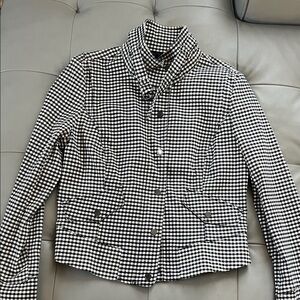 White House Black Market Black and White Gingham Utility Jacket NWOT